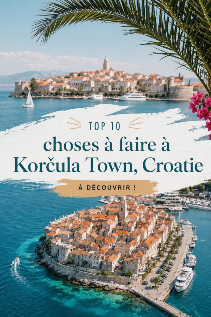 Vue panoramique de la ville de Korčula, avec ses ruelles pittoresques et son ambiance méditerranéenne.