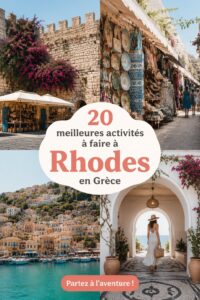 Vue panoramique de la ville de Rhodes avec le port en arrière-plan.