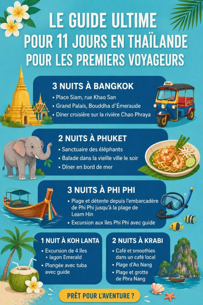 Vue panoramique sur une plage thaïlandaise ensoleillée.