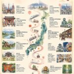 Vue panoramique de Tokyo, Japon, avec des temples et des gratte-ciel