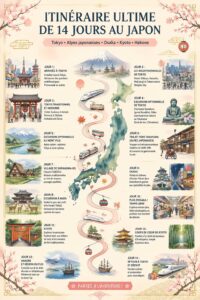 Vue panoramique de Tokyo, Japon, avec des temples et des gratte-ciel