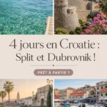 Paysage de Dubrovnik, Croatie, avec la mer adriatique au premier plan
