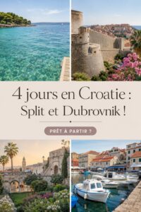 Paysage de Dubrovnik, Croatie, avec la mer adriatique au premier plan