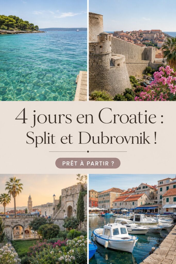 Paysage de Dubrovnik, Croatie, avec la mer adriatique au premier plan