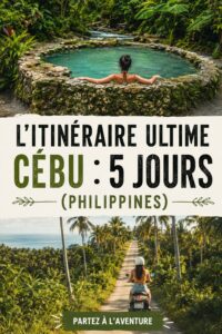 Plage de Cebu avec palmiers et ciel bleu, parfait pour un voyage
