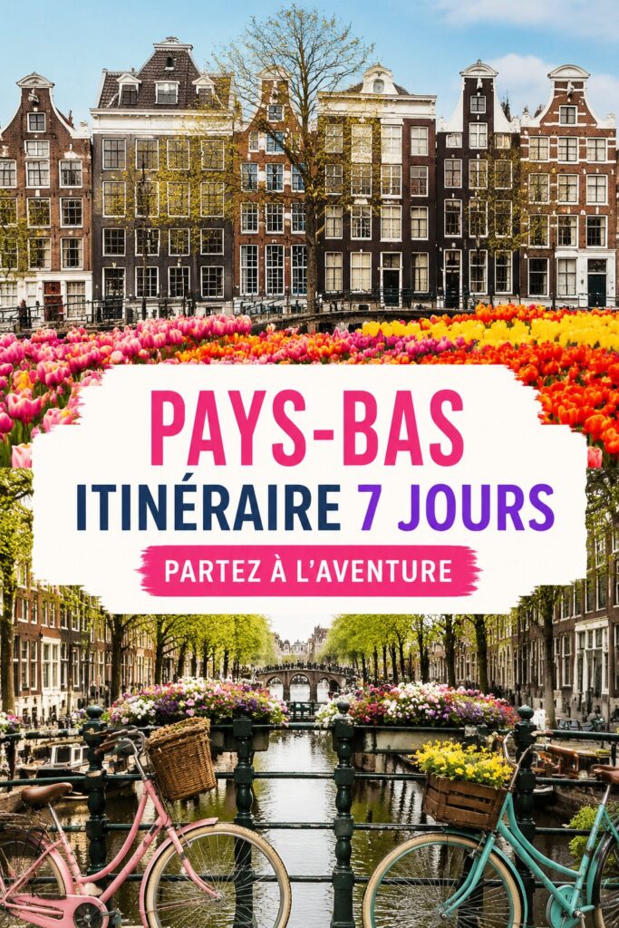 Photos d'un itinéraire de 7 jours aux Pays-Bas avec des paysages variés.