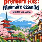 Itinéraire de voyage au Japon, montrant des paysages emblématiques et des temples