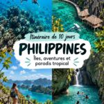 Plage paradisiaque des Philippines avec des eaux turquoise et du sable blanc.