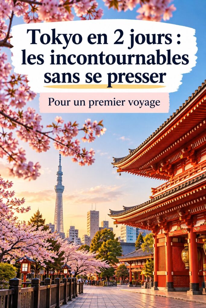 Vue panoramique de Tokyo avec ses gratte-ciels et jardins, illustrant un séjour de 2 jours.
