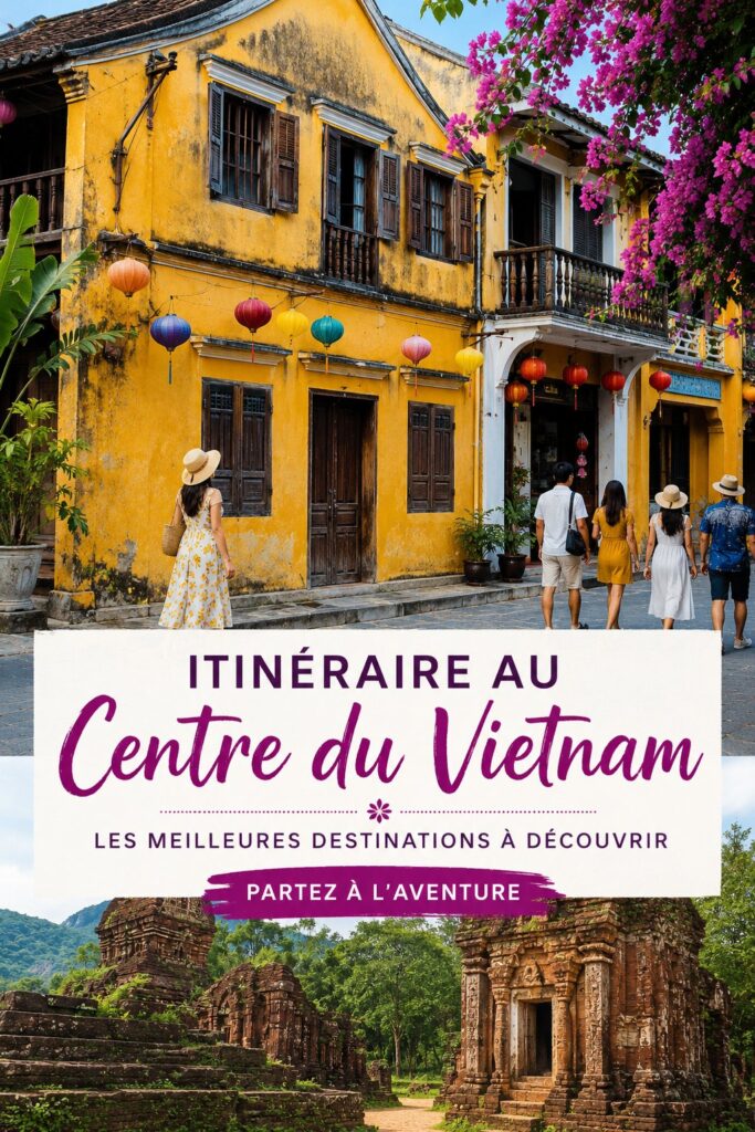 Paysage magnifique du Vietnam central avec temples et rizières.