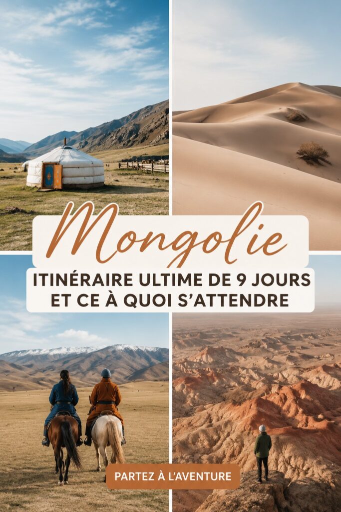 Paysage pittoresque en Mongolie avec montagnes et steppes.