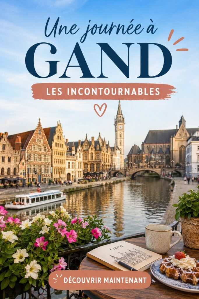 Un panorama de Gand avec ses bâtiments historiques et canaux.