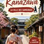 Vue panoramique du jardin Kenroku-en à Kanazawa, Japon, avec un beau ciel bleu et des arbres en fleurs.