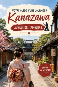Vue panoramique du jardin Kenroku-en à Kanazawa, Japon, avec un beau ciel bleu et des arbres en fleurs.