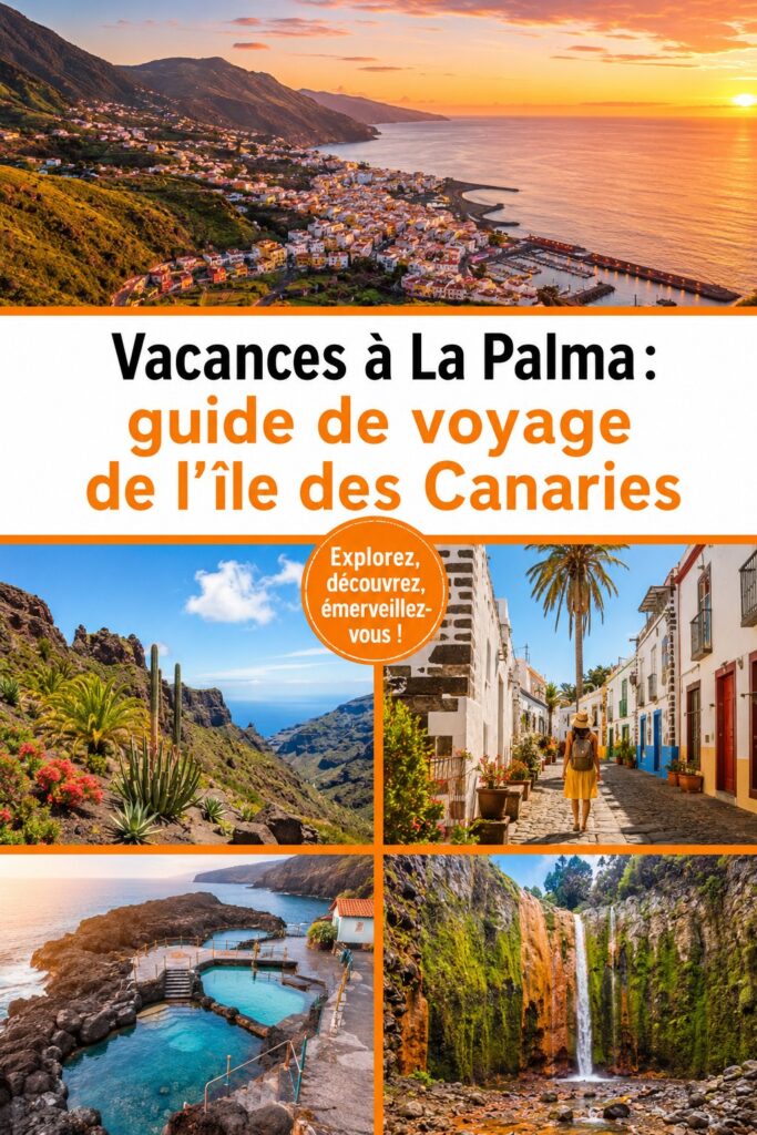 Un paysage pittoresque de La Palma avec des montagnes verdoyantes et l'océan en arrière-plan.