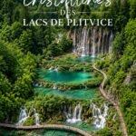 Panorama des lacs de Plitvice avec des eaux cristallines et des cascades.