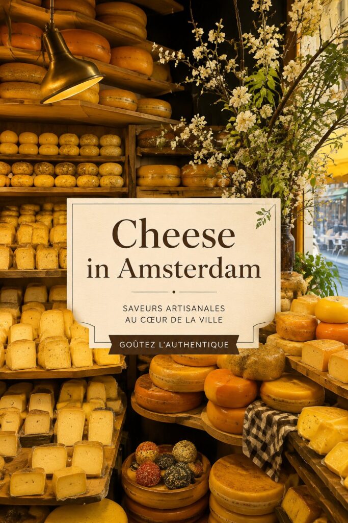 Assortiment de fromages typiques d'Amsterdam sur une table.