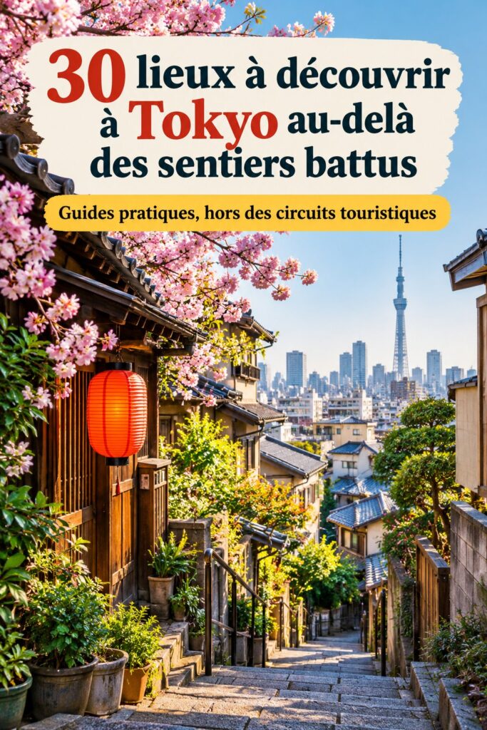 Vue panoramique d'un quartier caché de Tokyo, loin des sentiers touristiques, avec des ruelles charmantes