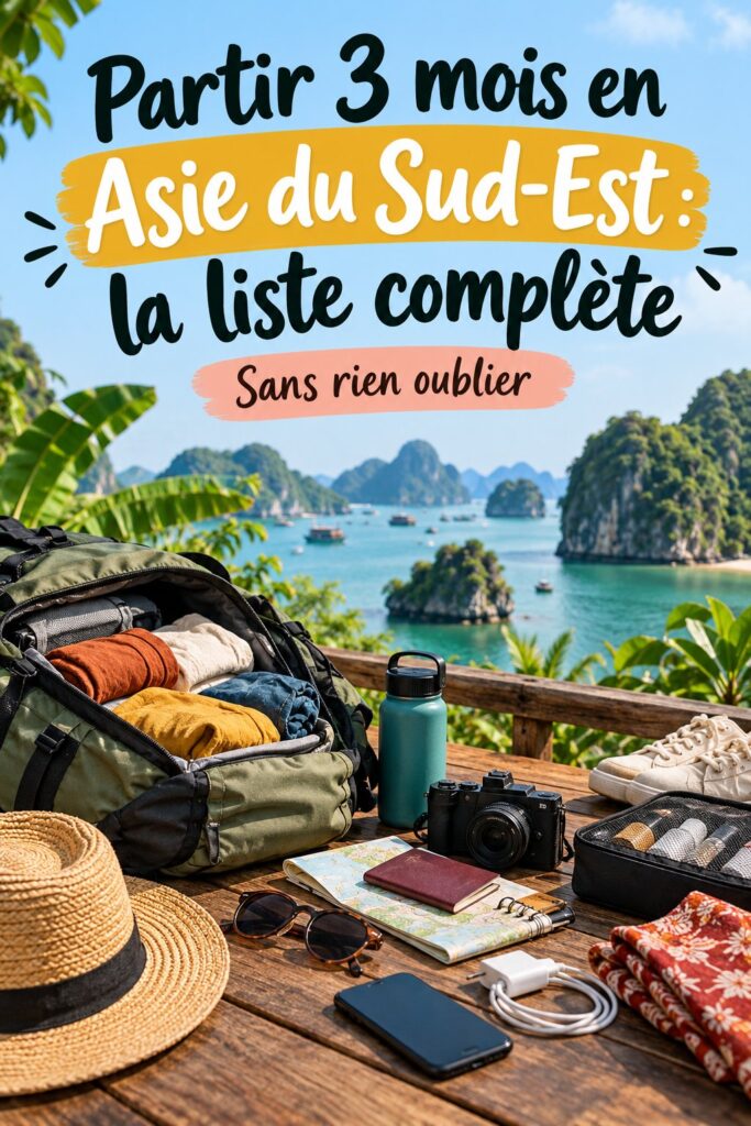 Liste complète pour un voyage de 3 mois en Asie du Sud-Est.