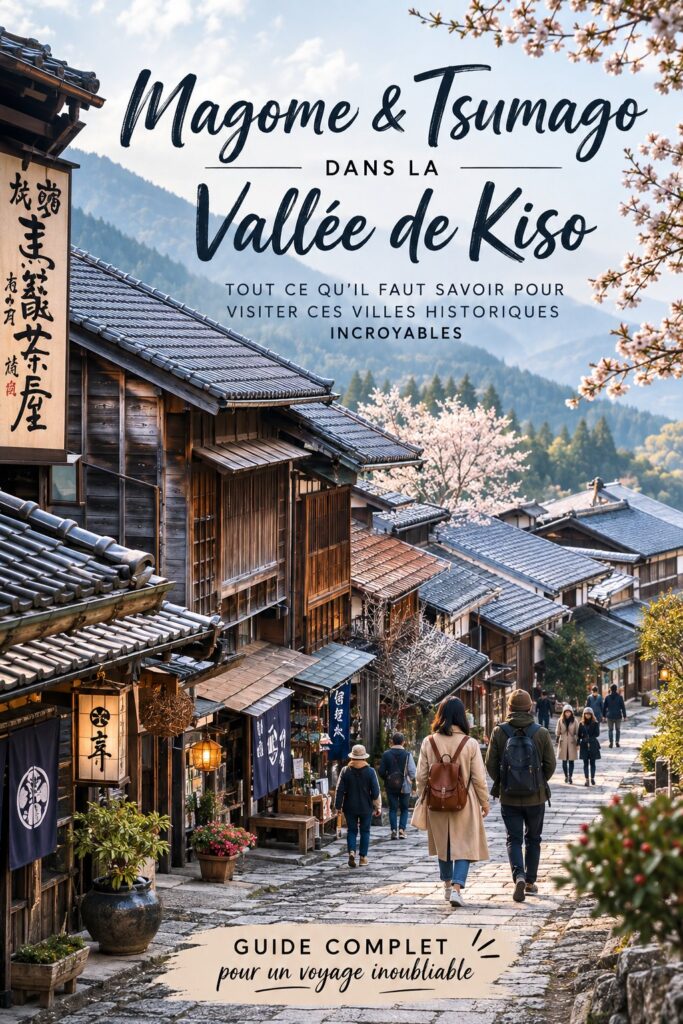 Vue panoramique de Magome, village historique de la vallée de Kiso au Japon