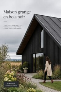 Maison moderne en bois noir entourée de nature en Croatie