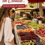 Un vibrant marché de fruits en Croatie avec des étals colorés.