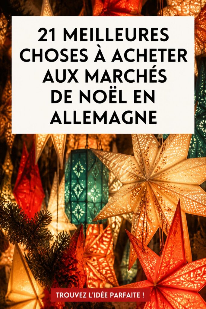 Marché de Noël en Allemagne avec des lumières scintillantes et des stands de produits artisanaux.