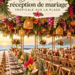 Un mariage tropical en bord de mer avec une décoration florale colorée