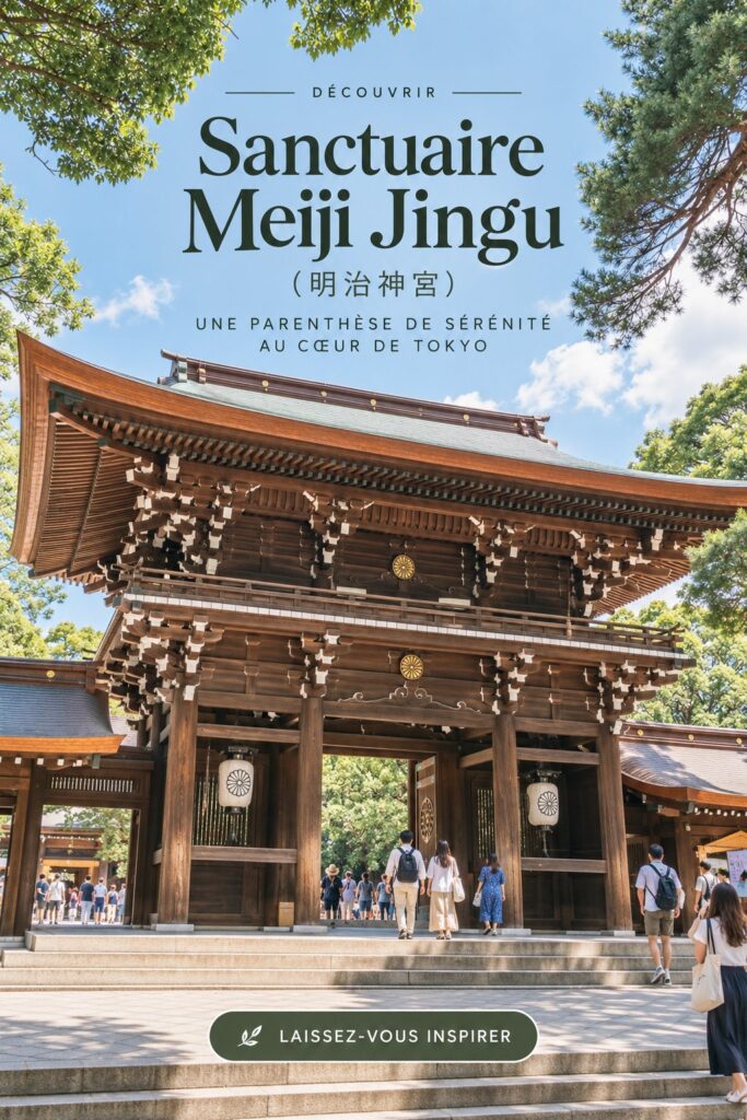 Sanctuaire Meiji Jingu entouré de verdure à Tokyo