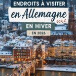 Vues enneigées d'une ville allemande avec des marchés de Noël illuminés