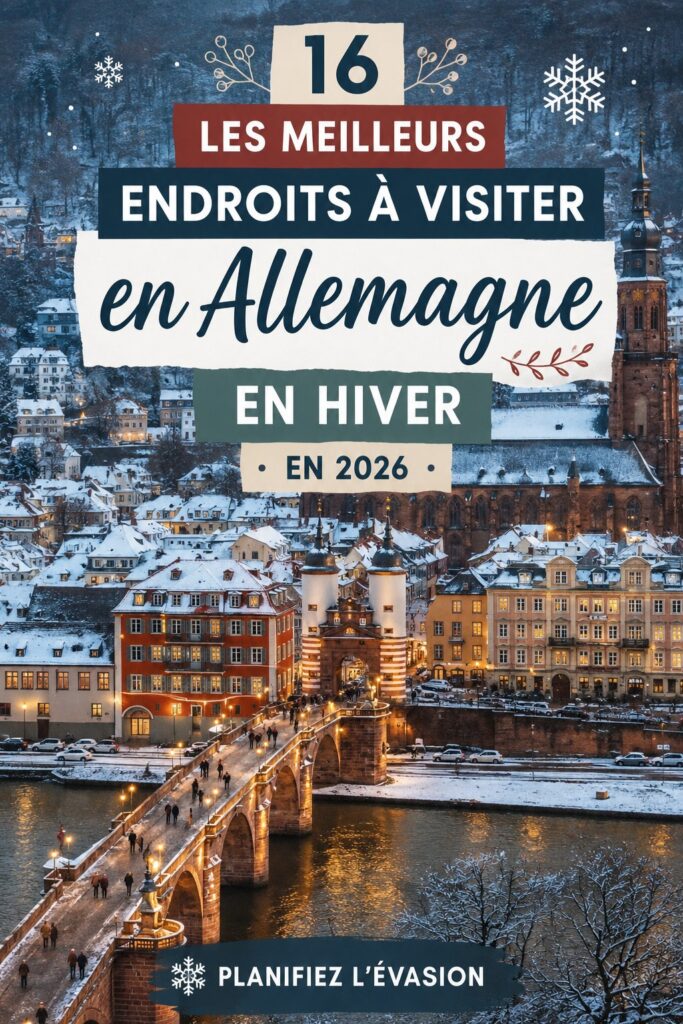Vues enneigées d'une ville allemande avec des marchés de Noël illuminés