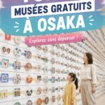 Vue extérieure d'un musée gratuit à Osaka avec des visiteurs explorant l'art