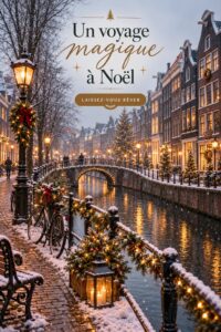 Décorations de Noël illuminées à Amsterdam, ambiance festive