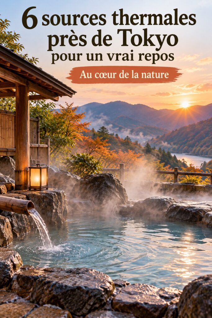 Un onsen traditionnel japonais entouré de nature, parfait pour se détendre près de Tokyo.