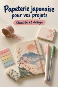 Une collection colorée de papeterie japonaise comprenant des carnets et des stylos créatifs.