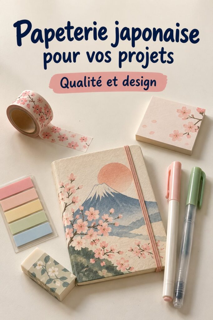 Une collection colorée de papeterie japonaise comprenant des carnets et des stylos créatifs.