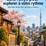 Un groupe de touristes marchant dans les rues de Tokyo, découvrant la ville à pied.