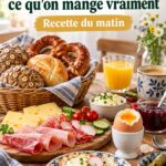 Assiette de petit-déjeuner allemand traditionnelle avec brötchen, charcuterie et fromage