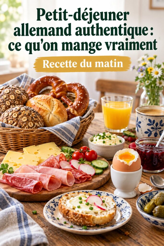 Assiette de petit-déjeuner allemand traditionnelle avec brötchen, charcuterie et fromage
