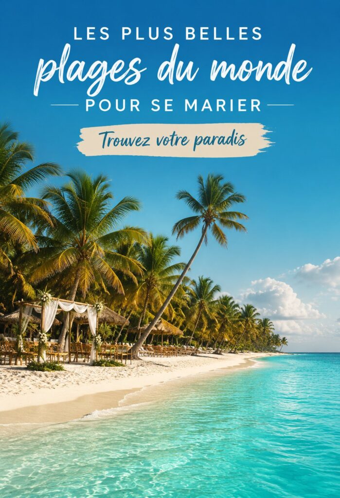 couple célébrant leur mariage sur une plage tropicale