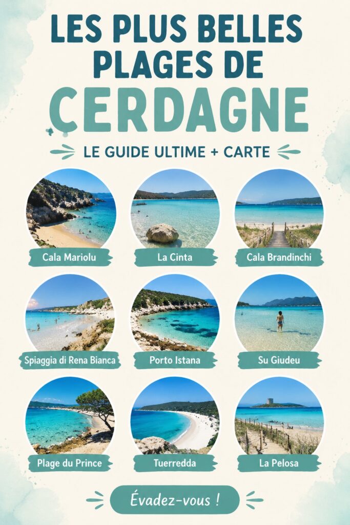 Plage de rêve en Sardaigne avec sable doré et mer turquoise