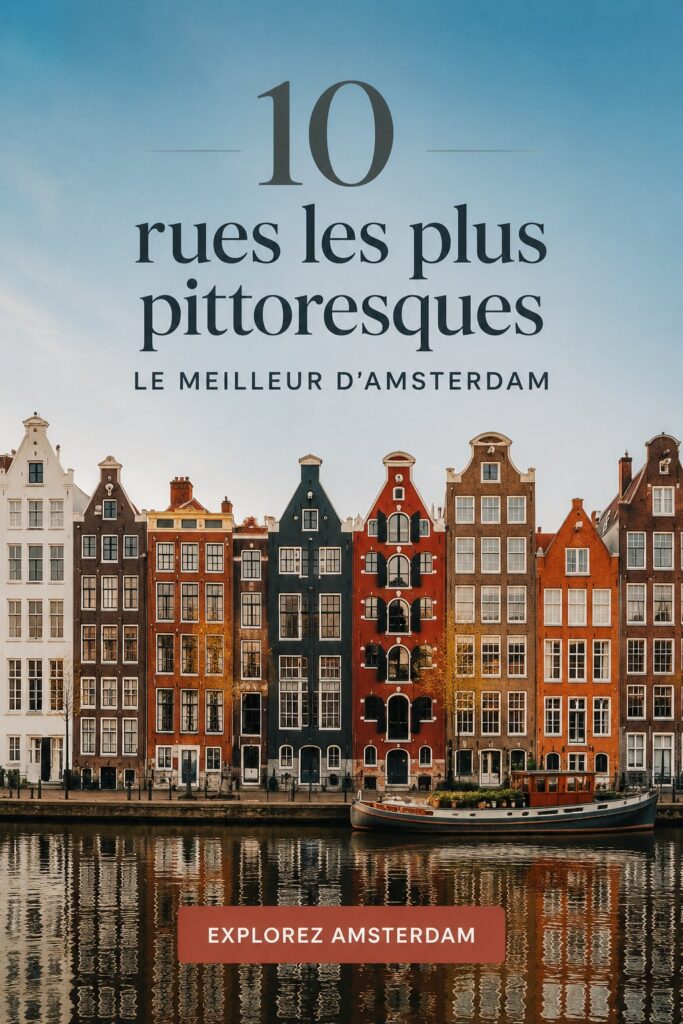 Une vue pittoresque d'une rue typique d'Amsterdam avec des maisons à pignons colorés