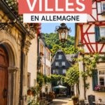 Vue d'une charmante ville allemande avec des maisons colorées et des rues pavées.