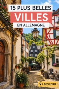 Vue d'une charmante ville allemande avec des maisons colorées et des rues pavées.