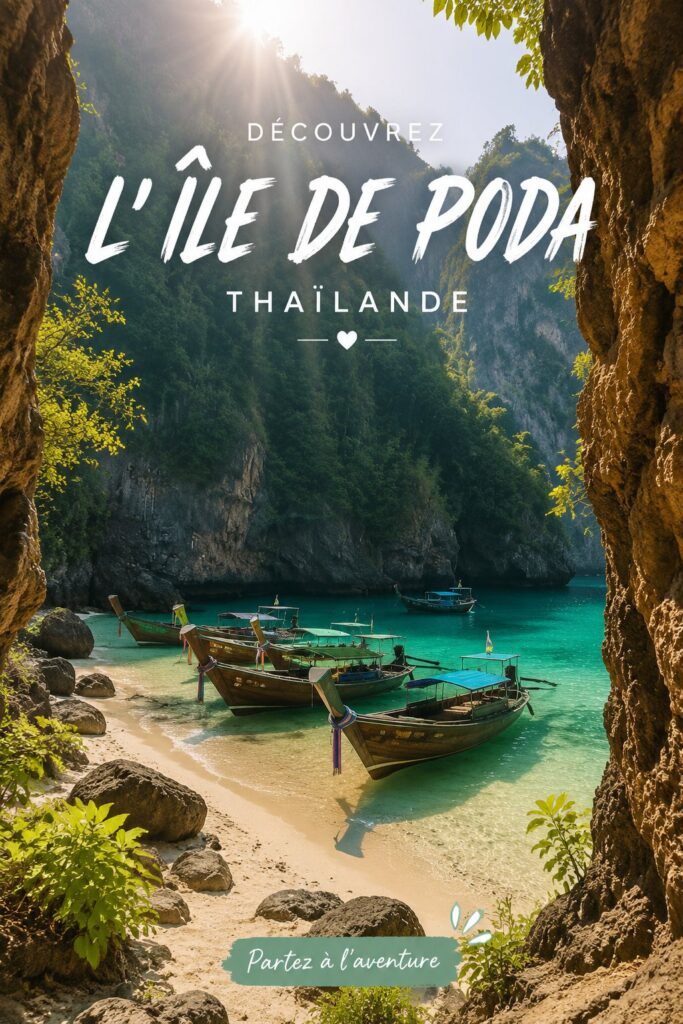 Plage de Poda Island en Thaïlande avec eaux turquoises et sable blanc