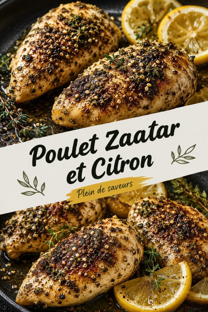 Recette de poulet za'atar avec citron, plat coloré et appétissant.