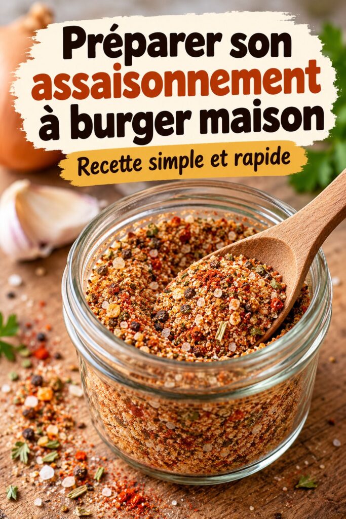 Assaisonnement burger fait maison sur une table en bois