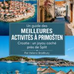 Vue panoramique de la ville de Primosten, avec ses plages dorées et son architecture charmante.