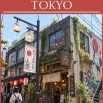Vue colorée d'un quartier branché de Tokyo avec des cafés et boutiques modernes