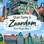 Une vue pittoresque de Zaandam avec ses maisons en bois typiques et des canaux.